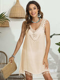 Tassel Scoop Neck Wide Strap Cover-Up - Trendsi - Flyclothing LLC