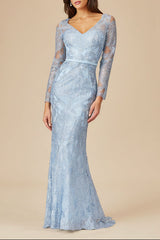 Long Sleeve Lace Mermaid Gown