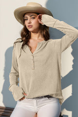 Double Take Full Size Notched Thumbhole Long Sleeve T-Shirt - Trendsi
