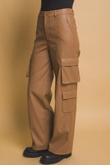 Love Tree PU Leather Cargo Pants - Trendsi