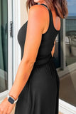 Cutout Scoop Neck Wide Strap Jumpsuit - Trendsi