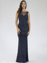 Lara 29538 - Illusion Neckline Long Dress