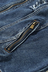 Fake Two-Piece Hooded Zip-Up Denim Jacket - Trendsi - Flyclothing LLC