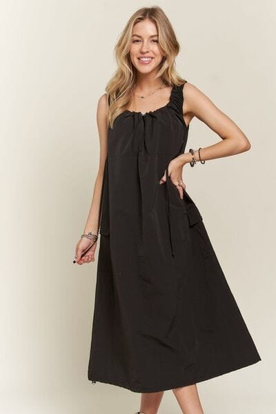 ADORA Drawstring Slit Back Cargo Dress - Trendsi