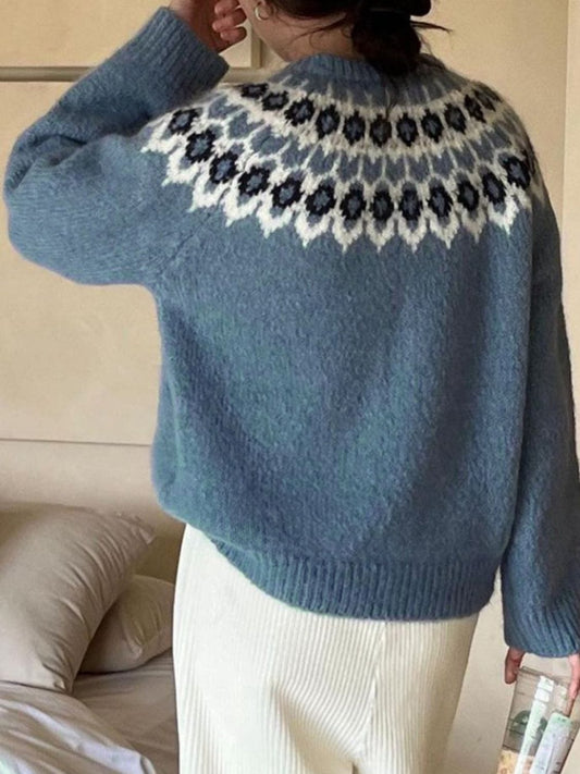 Perfee Round Neck Long Sleeve Sweater - Trendsi