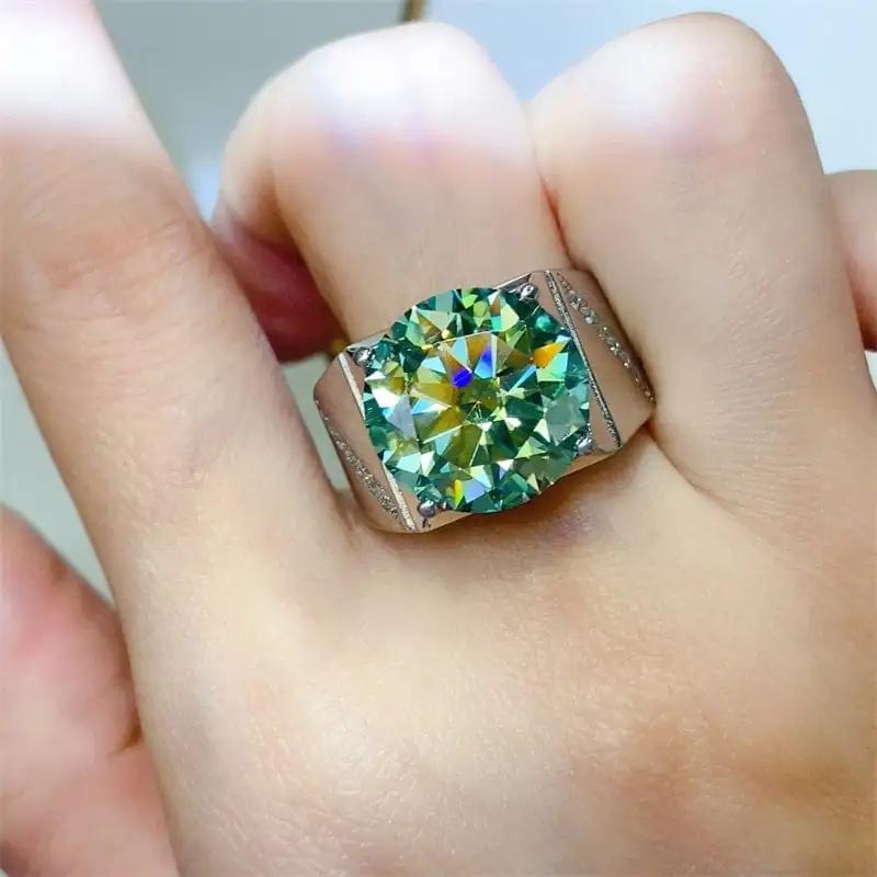 10 Carat Moissanite 925 Sterling Silver Signet Ring - Trendsi
