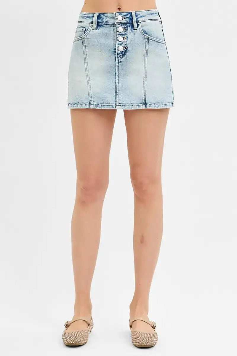 RISEN Full Size High Rise Button Down Skorts Plus Size - Trendsi - Flyclothing LLC