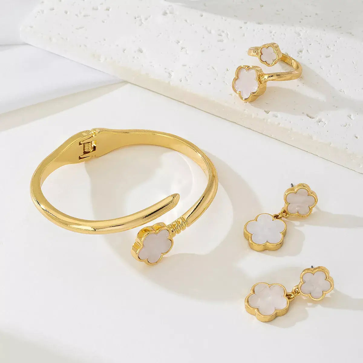 18K Gold-Plated Flower Jewelry Set - Trendsi - Flyclothing LLC