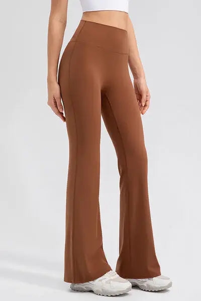 High Waist Straight Active Pants - Trendsi - Flyclothing LLC