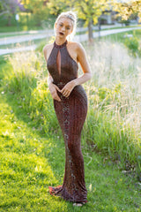 Halter Neck Dress with Keyhole
