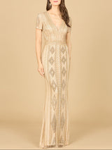 Lara 29606 - Closed Back, Cap Sleeve Dress