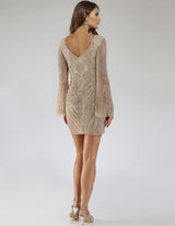 Lara 29608 - Bell Sleeves V Neck Cocktail Dress