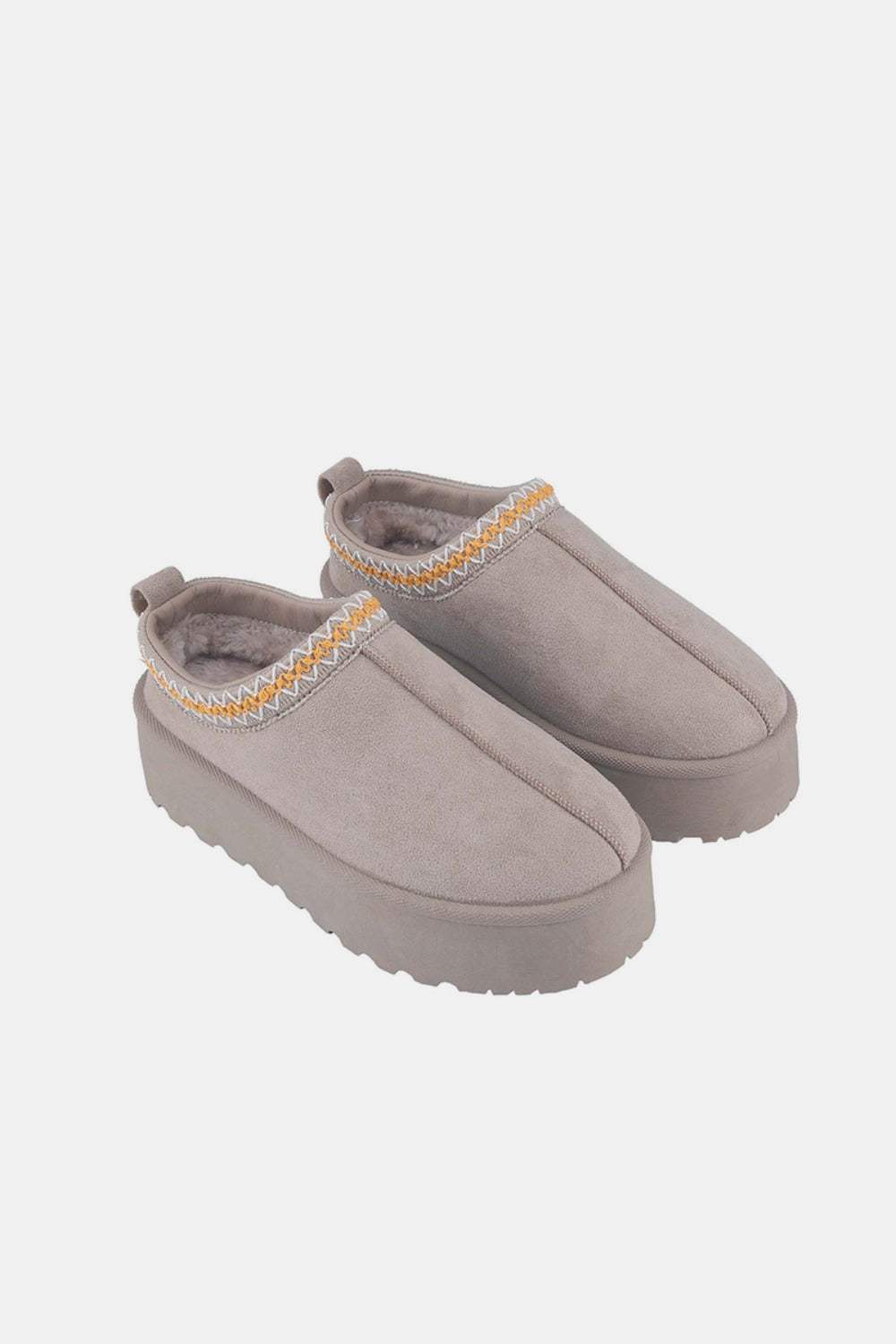 Weeboo Platform Embroidered Trim Slip-On Boots - Trendsi - Flyclothing LLC