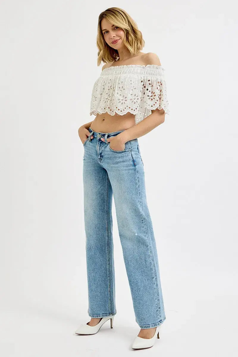 RISEN Full Size Low Rise Ankle Boyfriend Distressed Jeans Plus Size - Trendsi - Flyclothing LLC