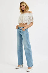 RISEN Full Size Low Rise Ankle Boyfriend Distressed Jeans Plus Size - Trendsi - Flyclothing LLC