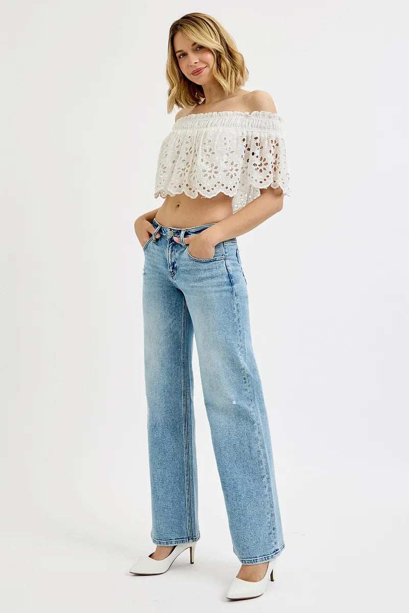 RISEN Full Size Low Rise Ankle Boyfriend Distressed Jeans Plus Size - Trendsi - Flyclothing LLC