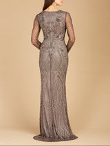 Lara 29615 - Long Sleeve Beaded Dress