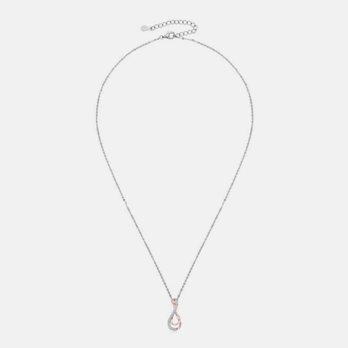 925 Sterling Silver Inlaid Moissanite Infinity Pendant Necklace - Trendsi