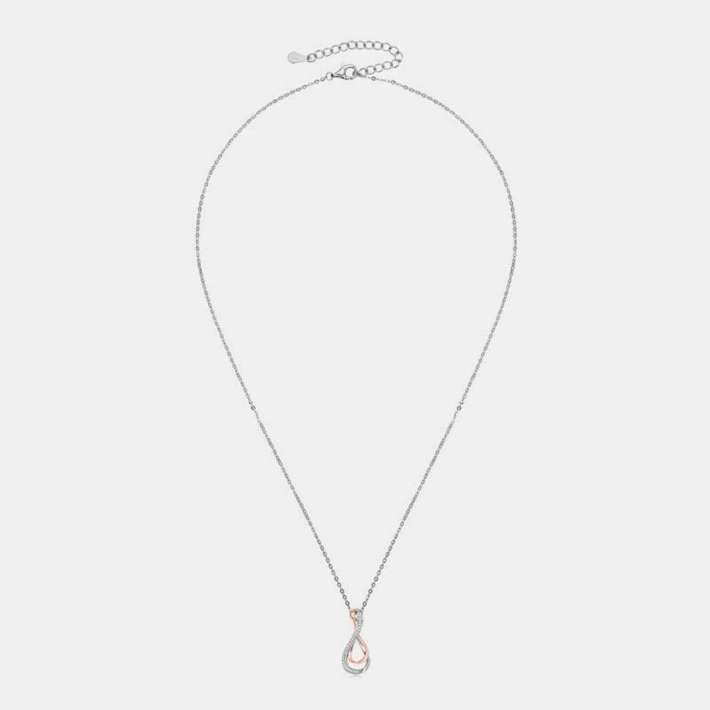 925 Sterling Silver Inlaid Moissanite Infinity Pendant Necklace - Trendsi - Flyclothing LLC