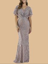 Lara 29673 - Cape Sleeve Mermaid Gown