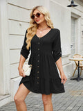 Tiered Ruched V-Neck Mini Dress - Trendsi - Flyclothing LLC