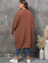 Plus Size Long Sleeve Pocketed Cardigan - Trendsi - Flyclothing LLC