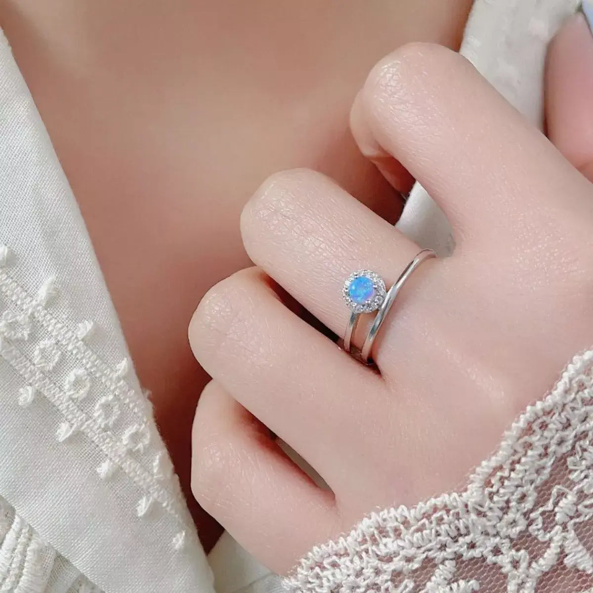 925 Sterling Silver Opal Ring - Trendsi - Flyclothing LLC