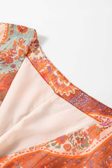 Tied Printed Balloon Sleeve Mini Dress - Trendsi - Flyclothing LLC