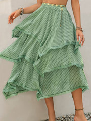 Lace Detail Layered Printed Skirt - Trendsi