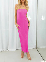 Lace-Up Back Tube Maxi Dress - Trendsi - Flyclothing LLC