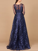 Lara 29761 - High Neck Sheer Long Sleeve Embellished Gown