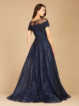 Sheer Off Shoulder Ball Gown | Lara 29765
