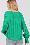 SAGE + FIG Cable-Knit Long Sleeve Sweater - Trendsi