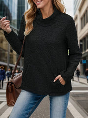 Pocketed Turtleneck Long Sleeve Sweatshirt - Trendsi