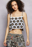 POL Handmade Crochet Floral Square Neck Cropped Cami - Trendsi - Flyclothing LLC
