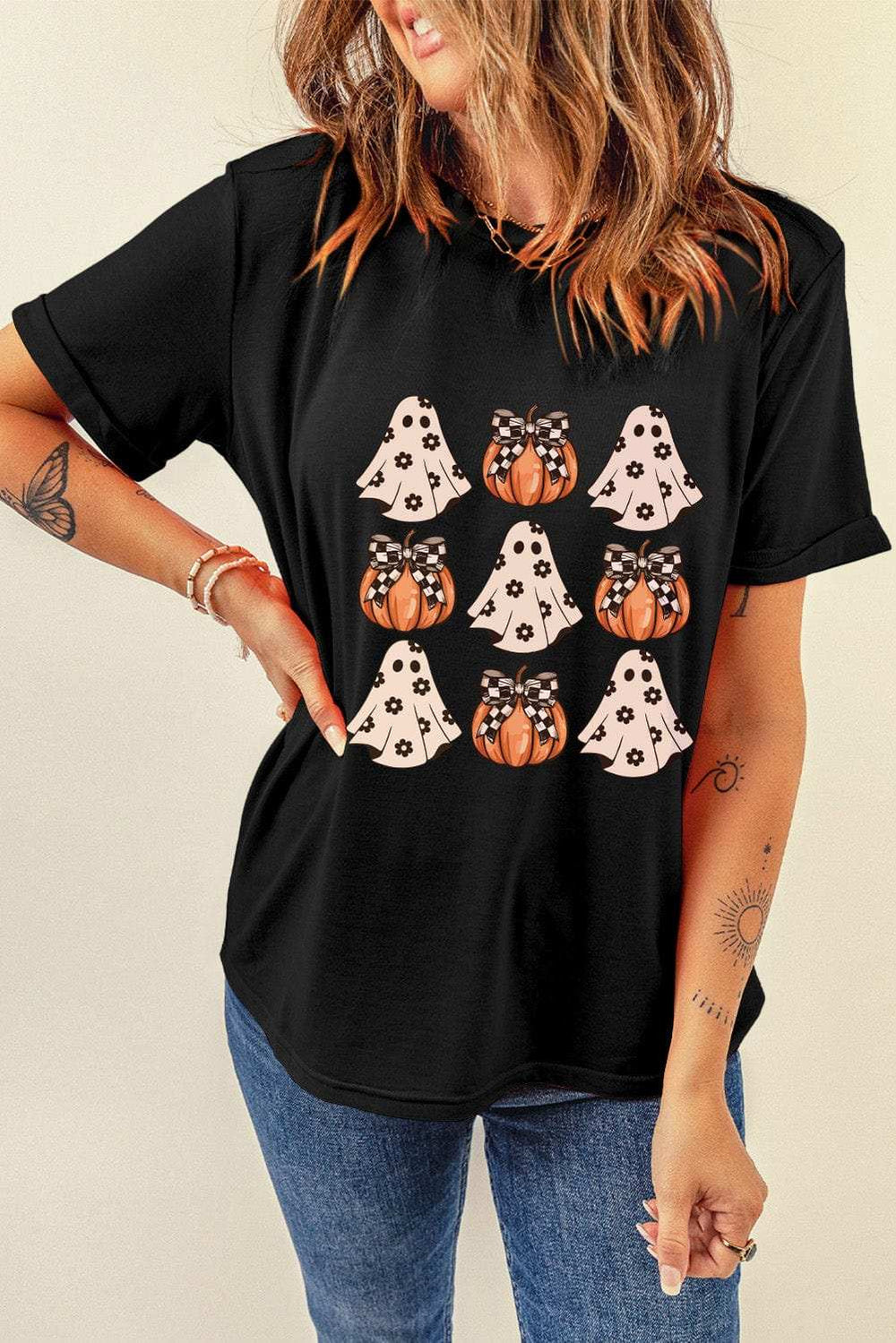 Halloween Graphic Round Neck Short Sleeve T-Shirt - Trendsi - Flyclothing LLC