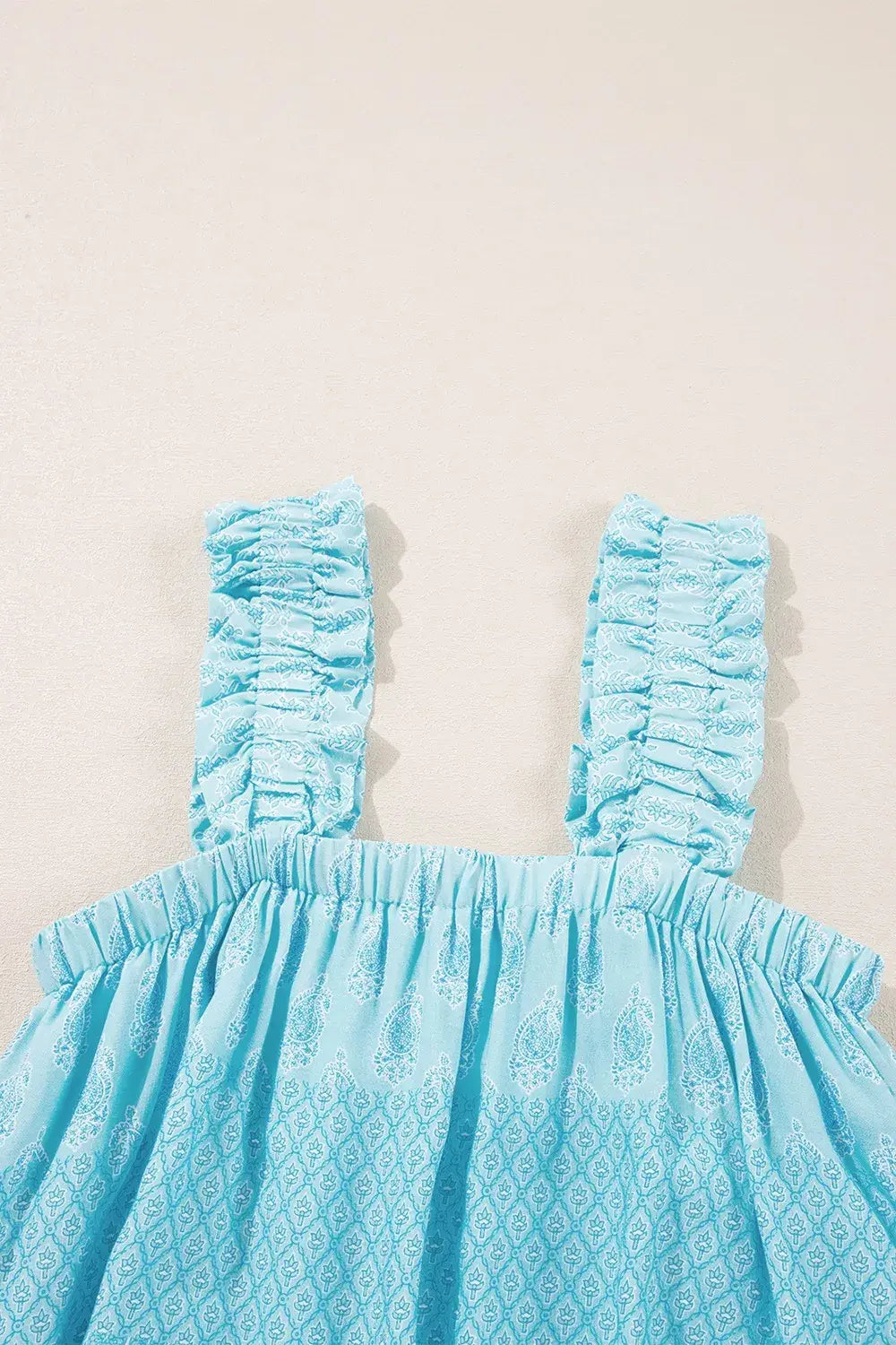 Printed Ruffled Wide Straps Tank - Trendsi - Flyclothing LLC