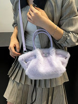 Fluffy Crossbody Bag with Buckle Detail - Trendsi - Flyclothing LLC