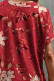 Printed Notched Short Sleeve T-Shirt - Trendsi