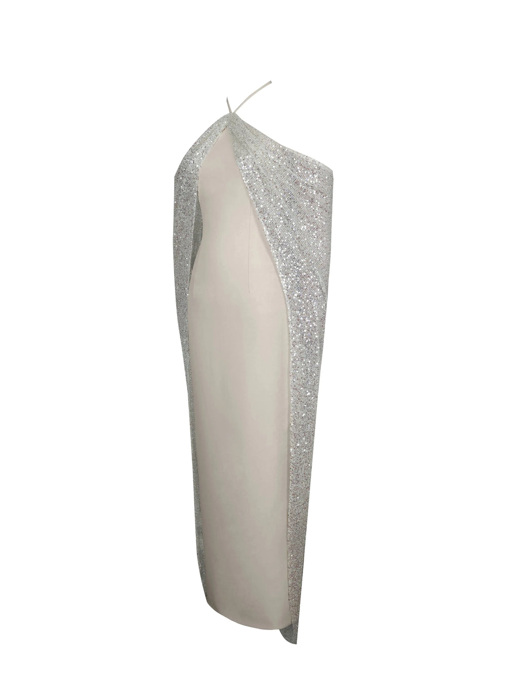 Quimera Almond Beaded Cape Halter Off-Shoulder Maxi Gown - Miss Circle - Flyclothing LLC