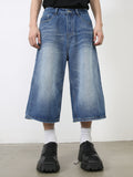 Men's Washed Denim Shorts with Pockets - Trendsi