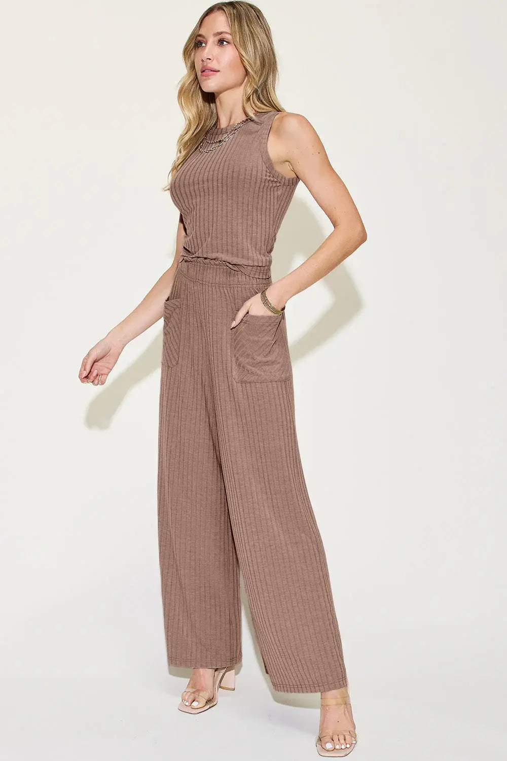 Basic Bae Full Size Ribbed Tank and Wide Leg Pants Set - ShopBasicbae - Flyclothing LLC