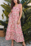 Floral Lace Tied Strap Square Neck Dress with Pockets - Trendsi