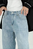 Mid Rise Wide Straight Jeans with Pockets - Trendsi