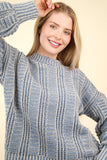 VERY J Two Tone Long Sleeve Sweater - Trendsi