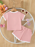 Children's Honey Flower Waffle Knit Tee and Shorts Set - Trendsi - Flyclothing LLC