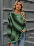 Striped Round Neck Long Sleeve T-Shirt - Trendsi - Flyclothing LLC