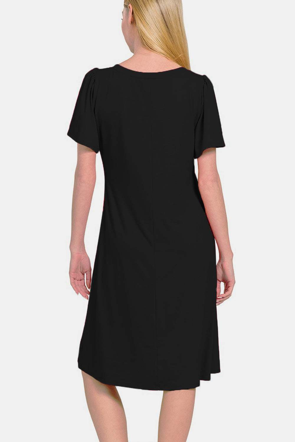 Zenana V-Neck Short Sleeve Dress - Trendsi - Flyclothing LLC