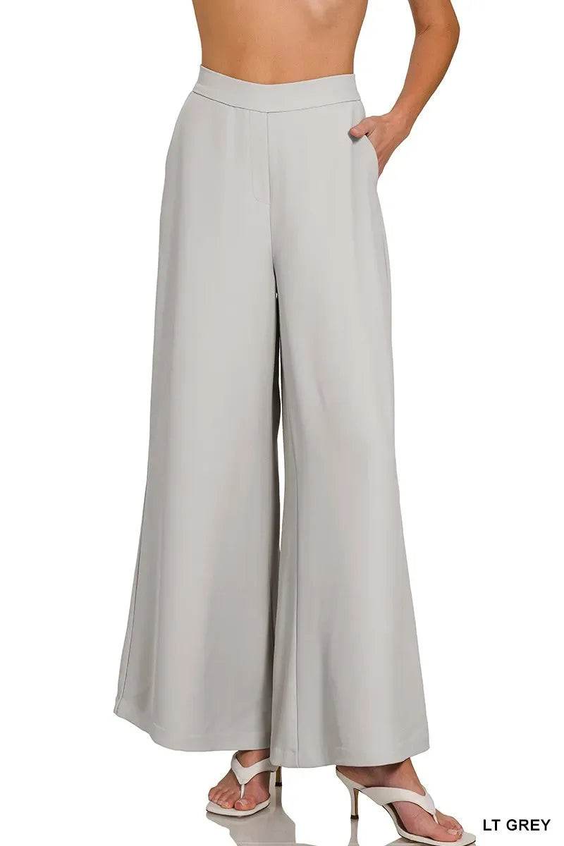 Zenana Relaxed Fit Elastic Waisted Wide Leg Pants - Trendsi - Flyclothing LLC