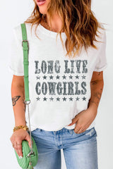Letter Graphic Round Neck Short Sleeve T-Shirt - Trendsi - Flyclothing LLC